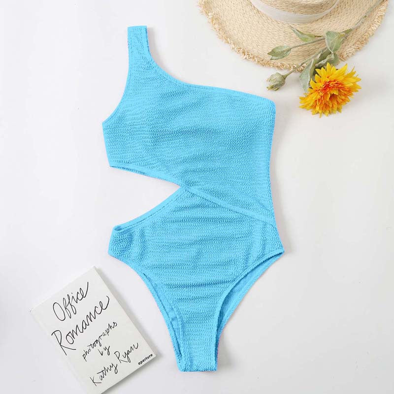 Swimsuit Wrinkle Champray Sexy Siamese One Shoulder Bikini Swimsuit Women Bikini Bella Mia